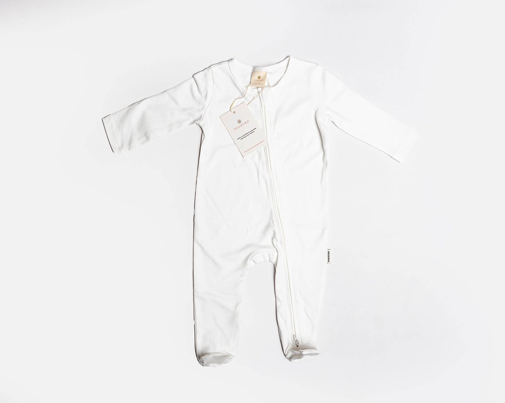 nueborn's white double zip sleepsuit